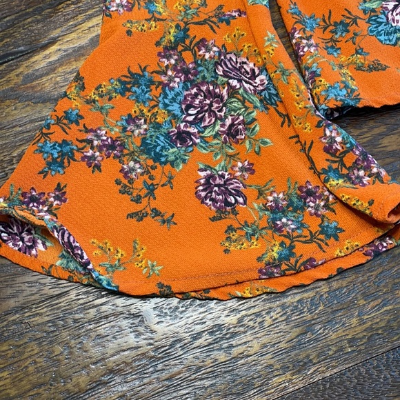 Women’s Rust Orange Floral Blouse (0050) - Picture 2 of 3